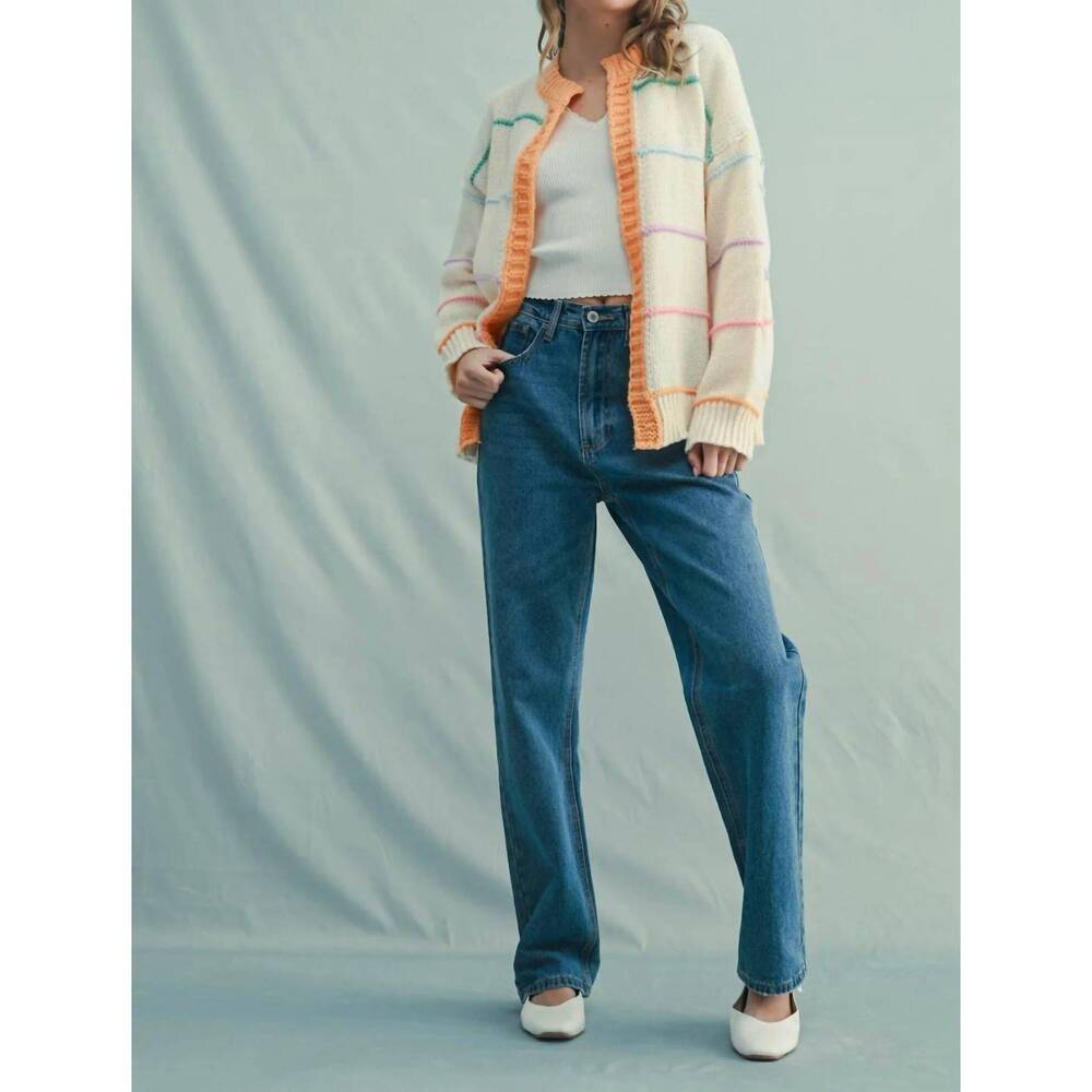 NEW WISHLIST striped cardigan in cream multicolor